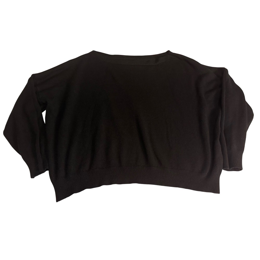 Minimalist Black Boat Neck Nautical Oversized Knit Sweater Cozycore Size M